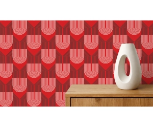 Luxusný červený art deco ornament – elegantná tapeta do interiéru