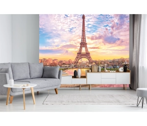 Eiffelova veža v Paríži, západ slnka