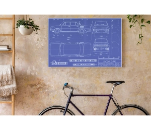 Škoda 100 L de luxe - blueprint modrý