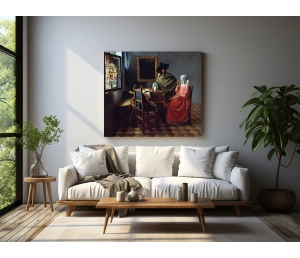 Jan Vermeer - Pohár vína - The glass of wine - reprodukcia
