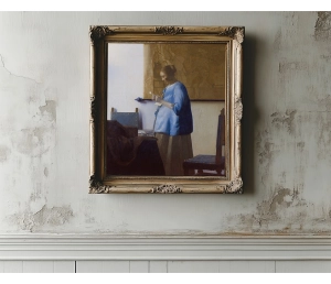 Jan Vermeer - Žena v modrom, Čítajúca list - Woman in Blue Reading a Letter - reprodukcia