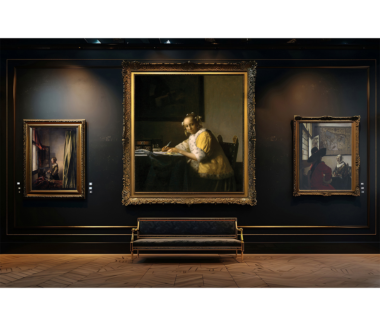Jan Vermeer - Dáma se služkou a dopisem - A Lady Writing a Letter - reprodukce