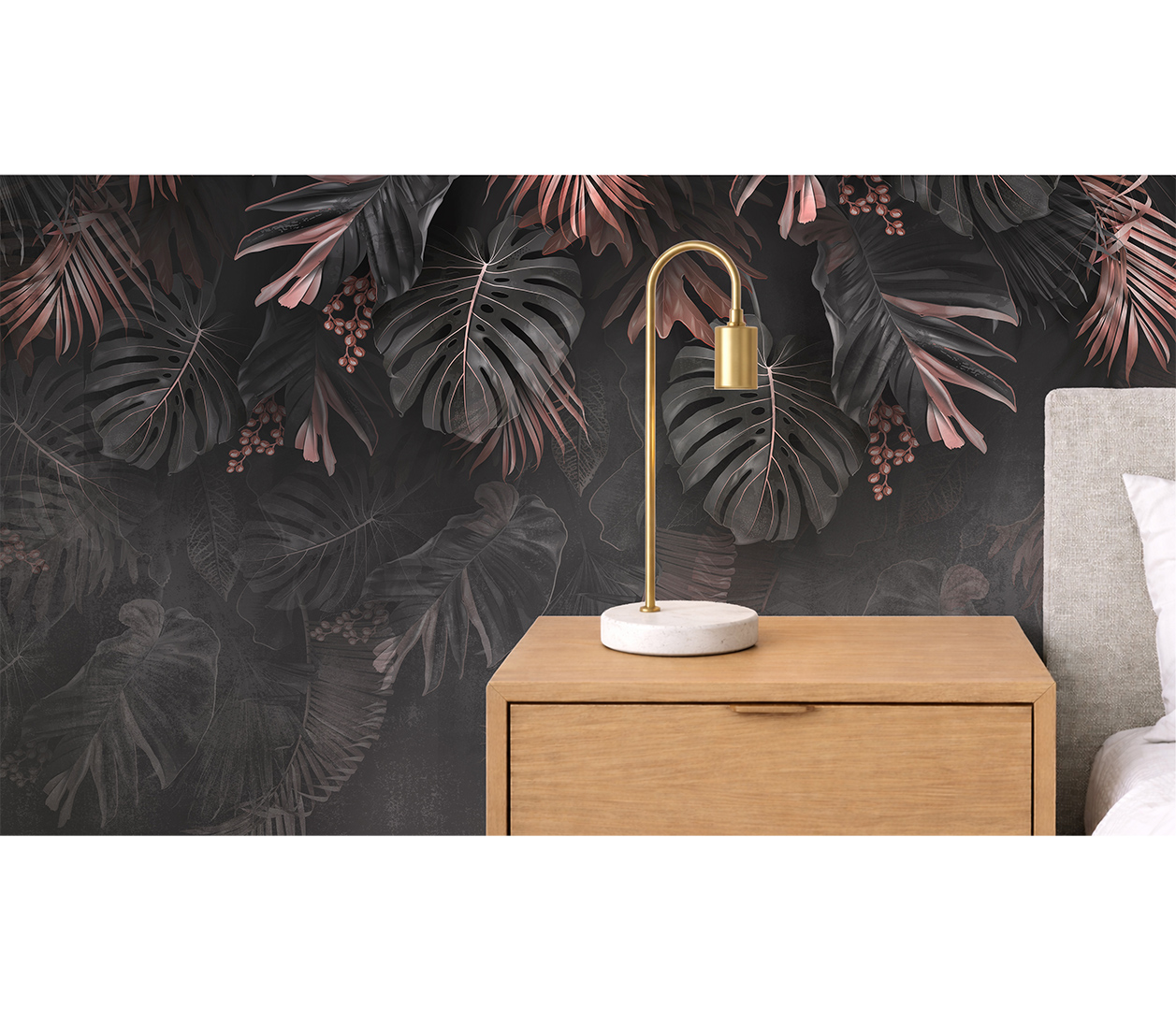 Tmavé tropické listy – luxusní botanická tapeta